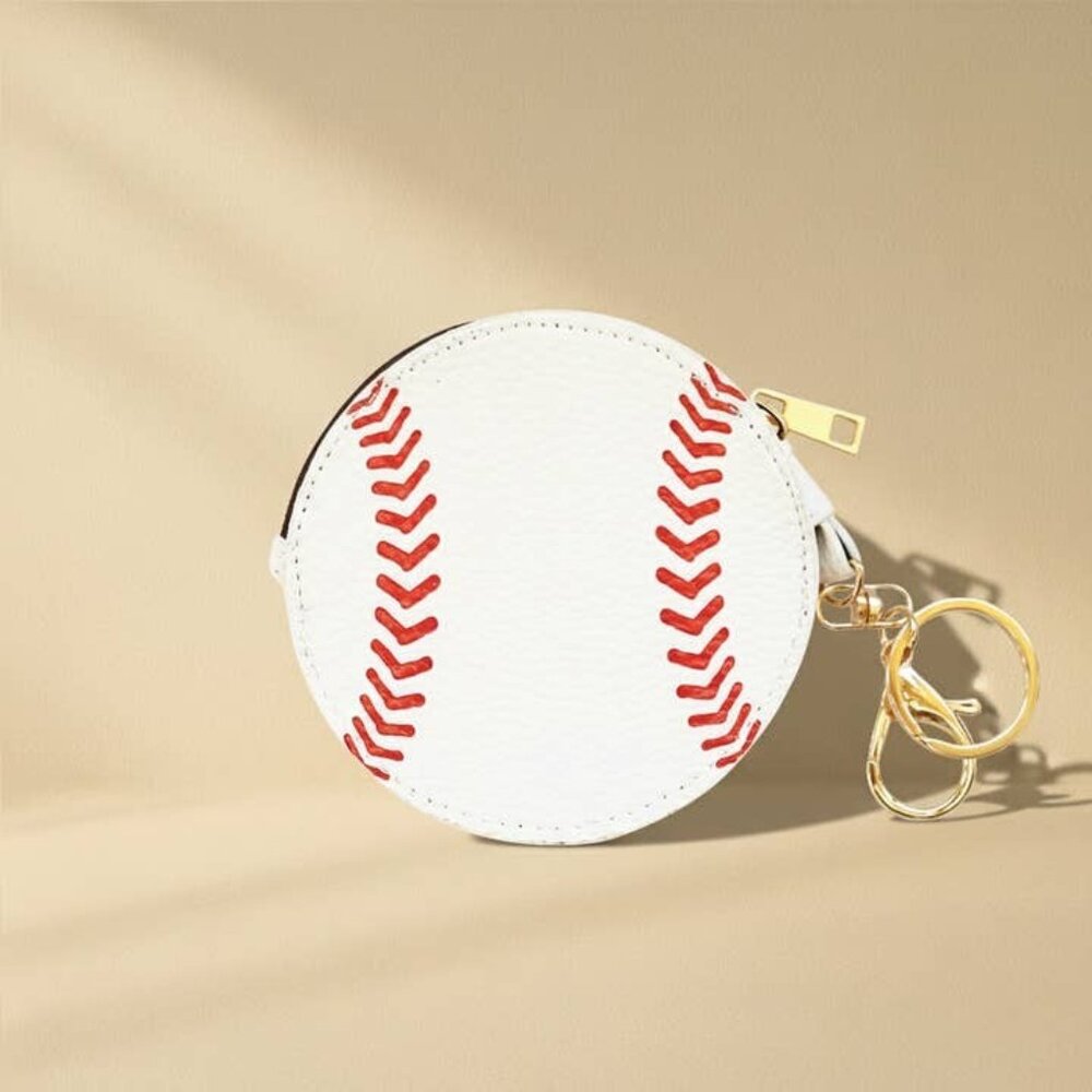 Baseball Keychain Bag Charm - Sports Coin Purse Zipper Pouch